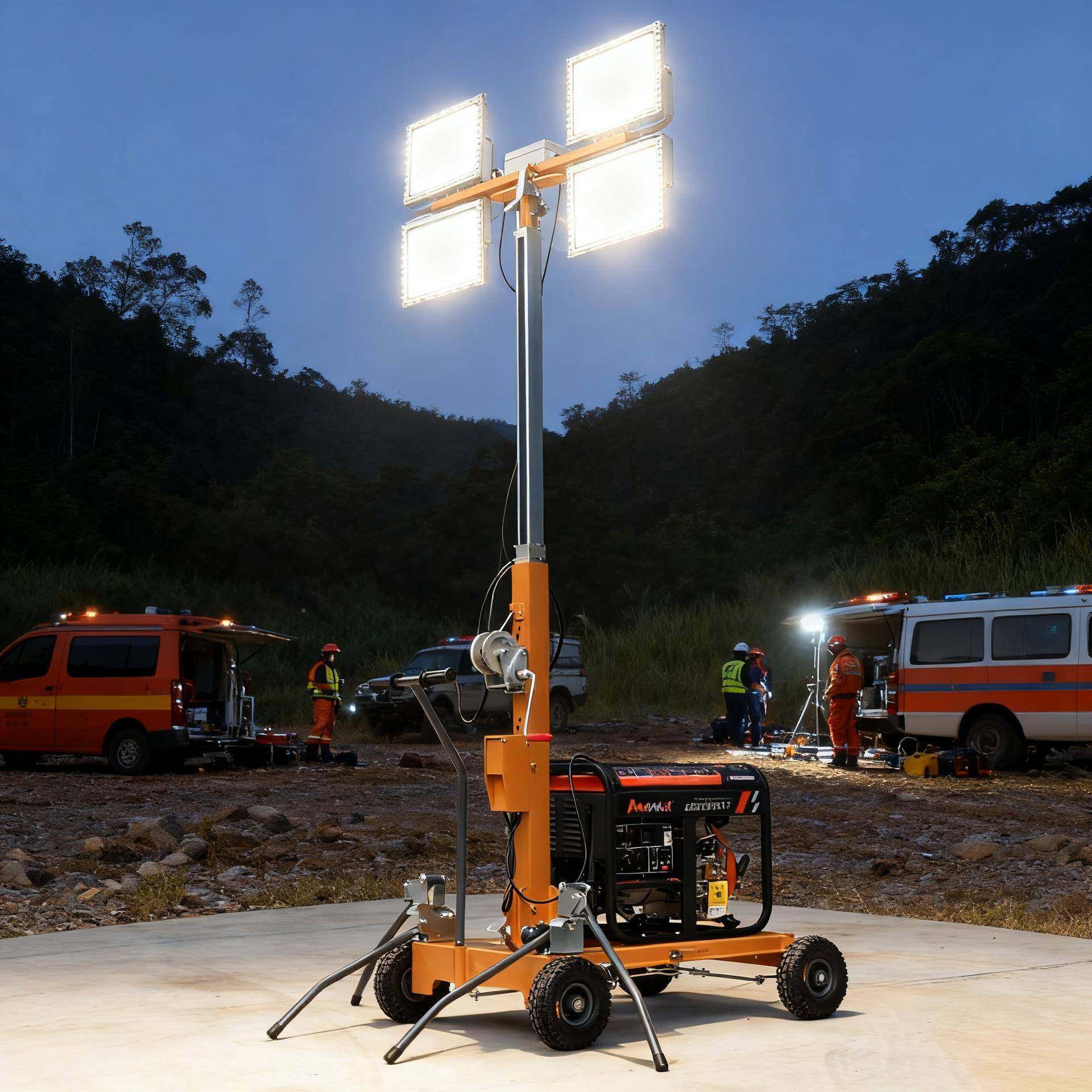 移lightingAAXlightho工se5米u发电式动照明灯车夜间施移动灯塔