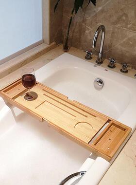 浴缸架欧式伸缩防多滑能22511浴缸托盘支木架泡澡置物板竹浴功缸