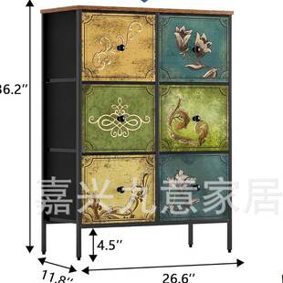 美式复古印花布艺无品牌/多层布衣纳柜3层6收折衣服收纳叠铁儿艺