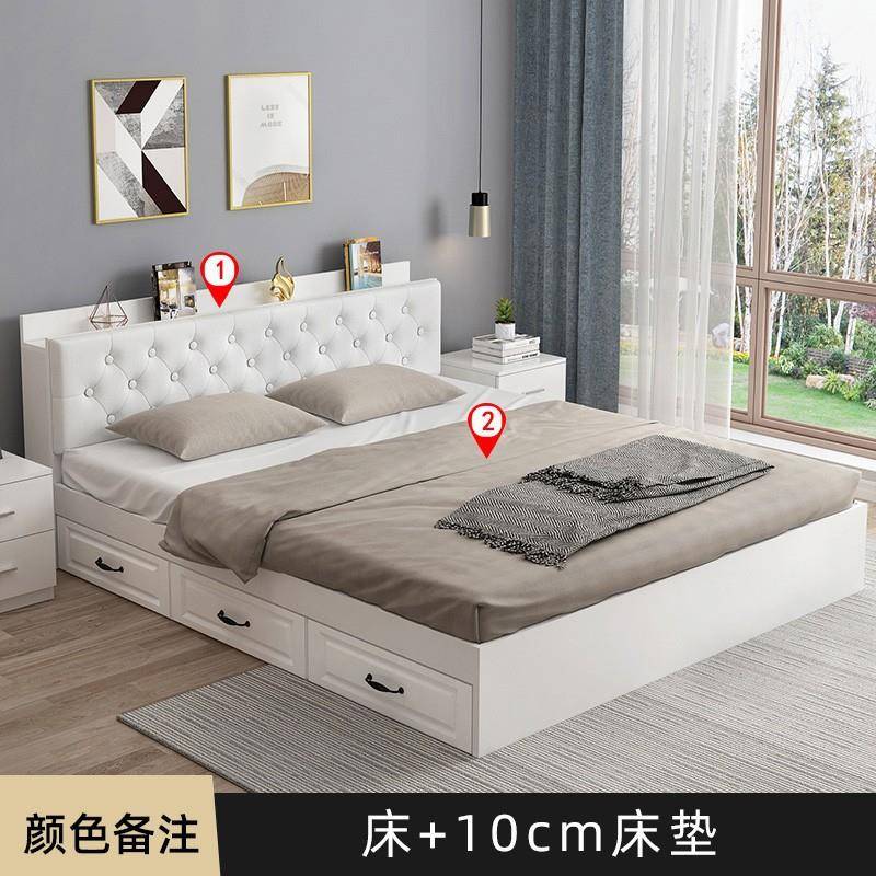 榻榻米现代简单DGP人双储人床物1床.5米小户型软包高箱收纳约板式