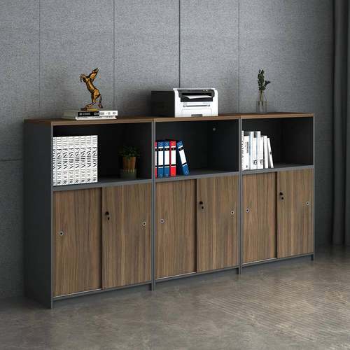 N5办公室矮柜推储拉门文件柜柜隔断资料收纳锁带落物地柜移门9747