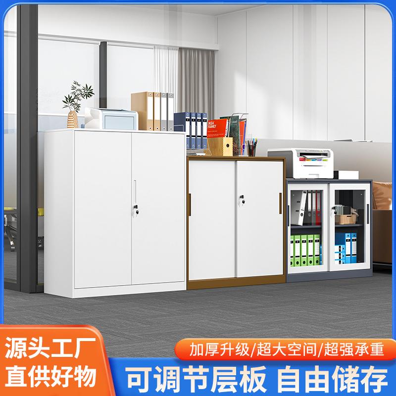 钢制文件柜办公室落地柜窄边铁皮柜资料档案柜财务凭证收纳柜跨境