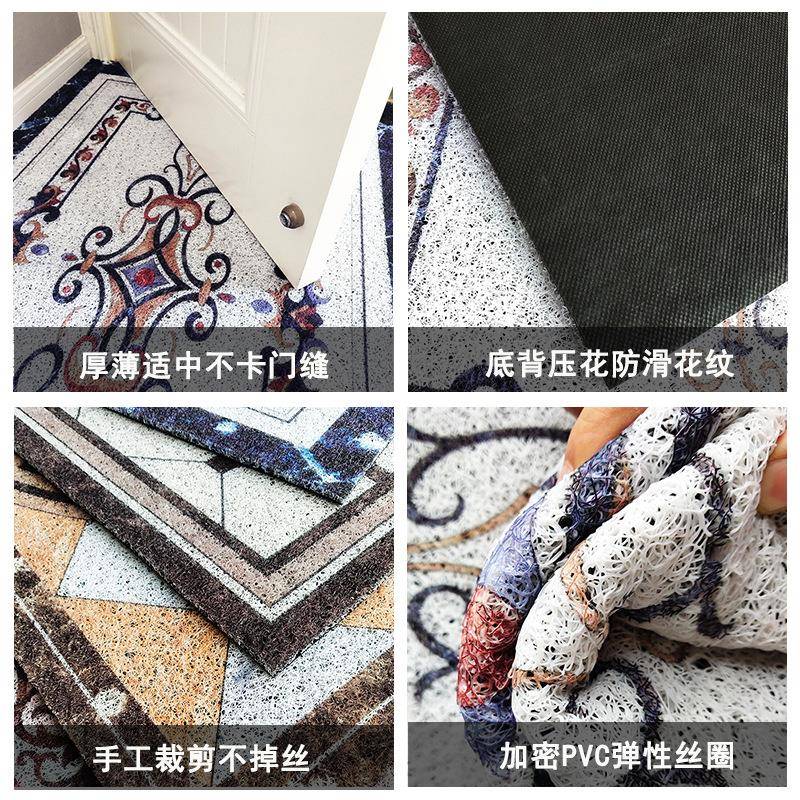 大理石地砖花纹丝圈地毯入地花防滑户垫进门地垫OFI外蹭土垫室垫