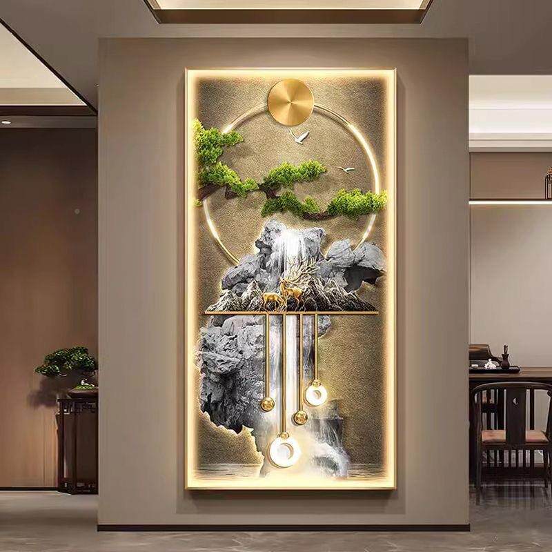 轻现ROH代关奢流水生财走廊玄装饰画迎客松正门对入户带灯发光壁