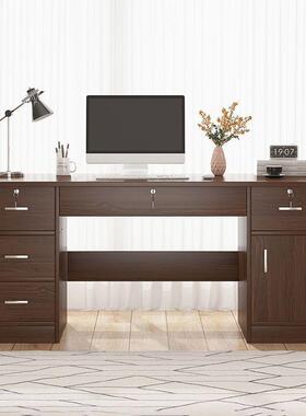 实木办公桌办公室室电桌用书桌书房抽脑屉学习桌卧内写YYB字家桌