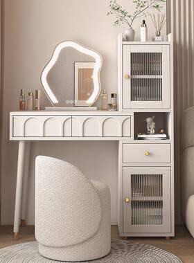奶油风梳小BJU妆台卧室现代约户网红收纳柜床型简头柜化妆台书桌