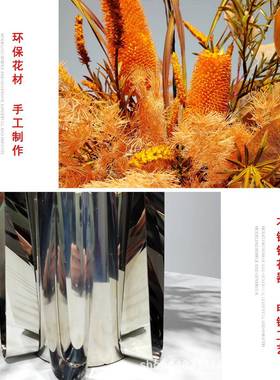 现代轻高摆端仿真艺摆件橙色假花客厅电视柜装奢饰酒店样772板花