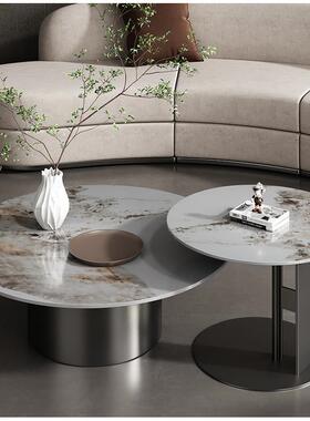 轻奢简约板茶几圆形小组合店别墅客酒岩63438厅边大桌高端设计师