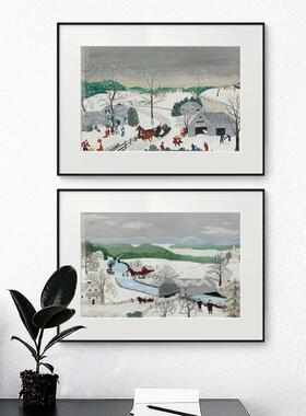 摩西奶奶室装饰25494画美式小清卧新风景田园农场艺术餐厅画卡挂