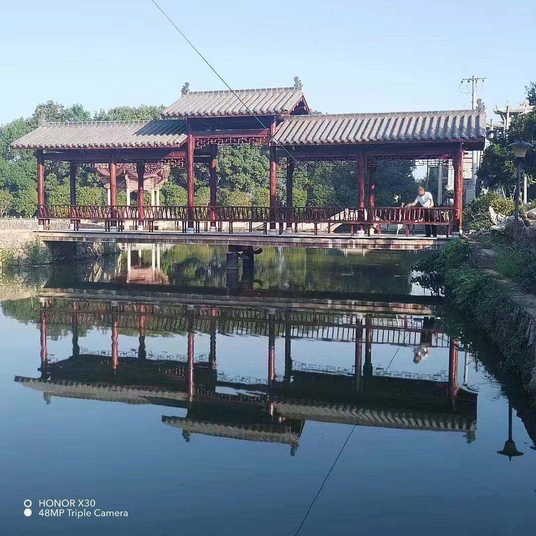 古建户外桥文化长廊防腐木式实木廊道风雨廊桥菠萝格长廊廊95040