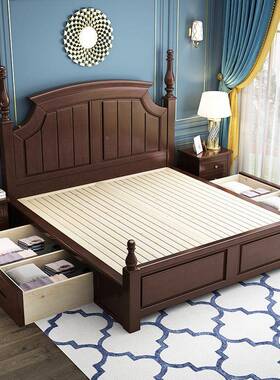 美5式床1.米物欧式1.实8米主卧床双人木床32993储现代简约床田园