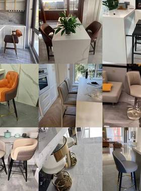 前吧台椅酒吧轻奢间现代五金高脚53470椅美式台咨锈询售楼部样板