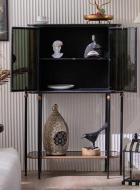 中古风艺做旧酒柜墙小铁40680户型家用奢客厅靠展示柜子轻复古民