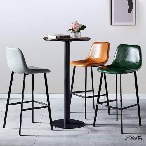 轻奢感用高椅凳crGEySSj靠脚背家吧椅现代简约酒吧椅艺意式铁吧台
