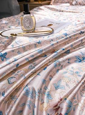 水洗件真丝四床套夏季轻39175奢冰丝单桑床笠被套蚕丝高端丝绸天