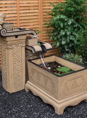 流环水摆件户外阳台型观新中式鱼池大循水70734景鱼缸庭院装饰造