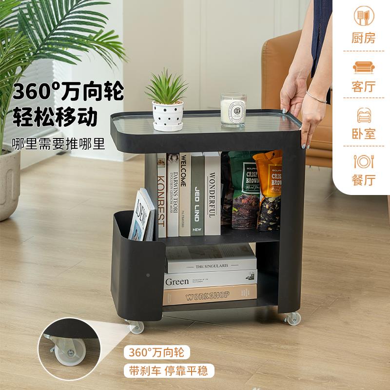 沙发侧边柜轻边奢客厅几小可移动茶几推车铁艺感床头桌88810124置