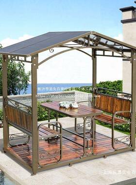 天台别墅顶子台露露天庭院室外防腐木四角凉凉亭楼户外亭花95845