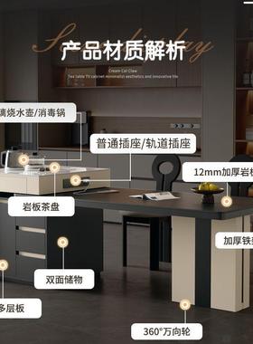 伸缩岛台桌一体餐木现JTF代简约岩板中岛户家用实多功能小型吃饭