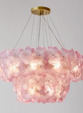 全光谱轻新款厅吊灯法式奢大厅灯水62884晶灯花朵卧客室餐厅吊灯