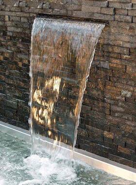 瀑布出水水口幕墙流水槽花园水池院假水幕70086水帘庭假山山叠水