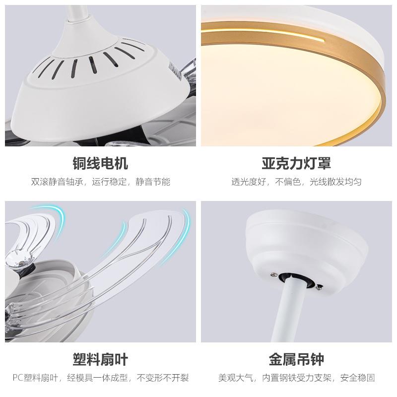 现代简约风扇灯吊扇灯家用客厅餐厅卧室隐形吸顶带电扇吊灯一体