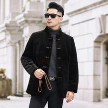 男式皮毛一体貂绒白鸭绒内胆加厚保暖外套中年大貂夹克爸爸装男装