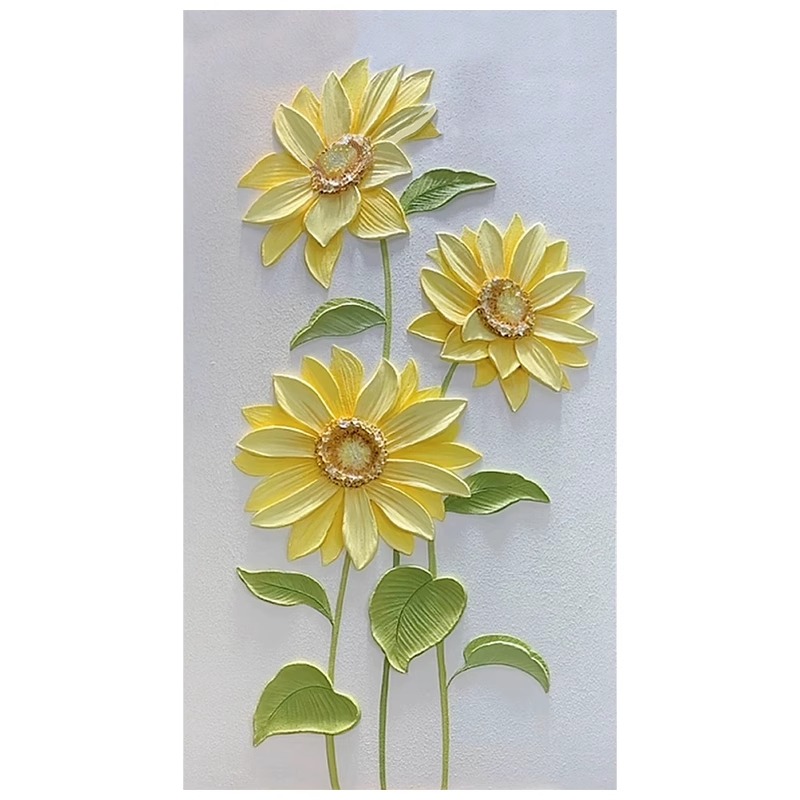 奶油风向日葵客厅装饰画艺术小众抽象花卉玄关卧室样板房酒店挂画图片