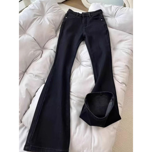 加绒加厚微喇叭牛仔裤秋季大码女装胖mm今年流行的爆款裤子马蹄裤