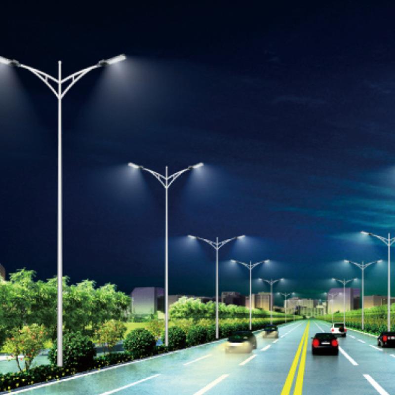 市电双臂高杆灯LED投光灯新农村户外照明高杆灯带厂家路灯