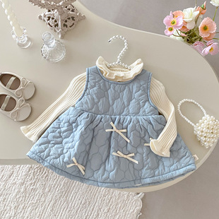 婴儿加绒打底衫 套装 加厚连衣裙两件套儿童公主裙 新品 女宝宝秋冬季