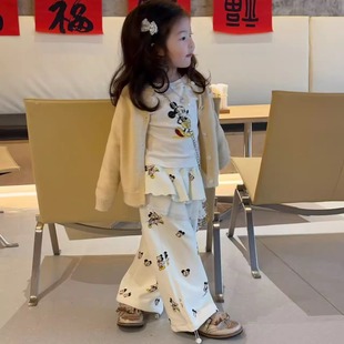 女寶寶上衣褲 韓系童裝 女童米老鼠套裝 子兒童開春款 2025春季 三件套