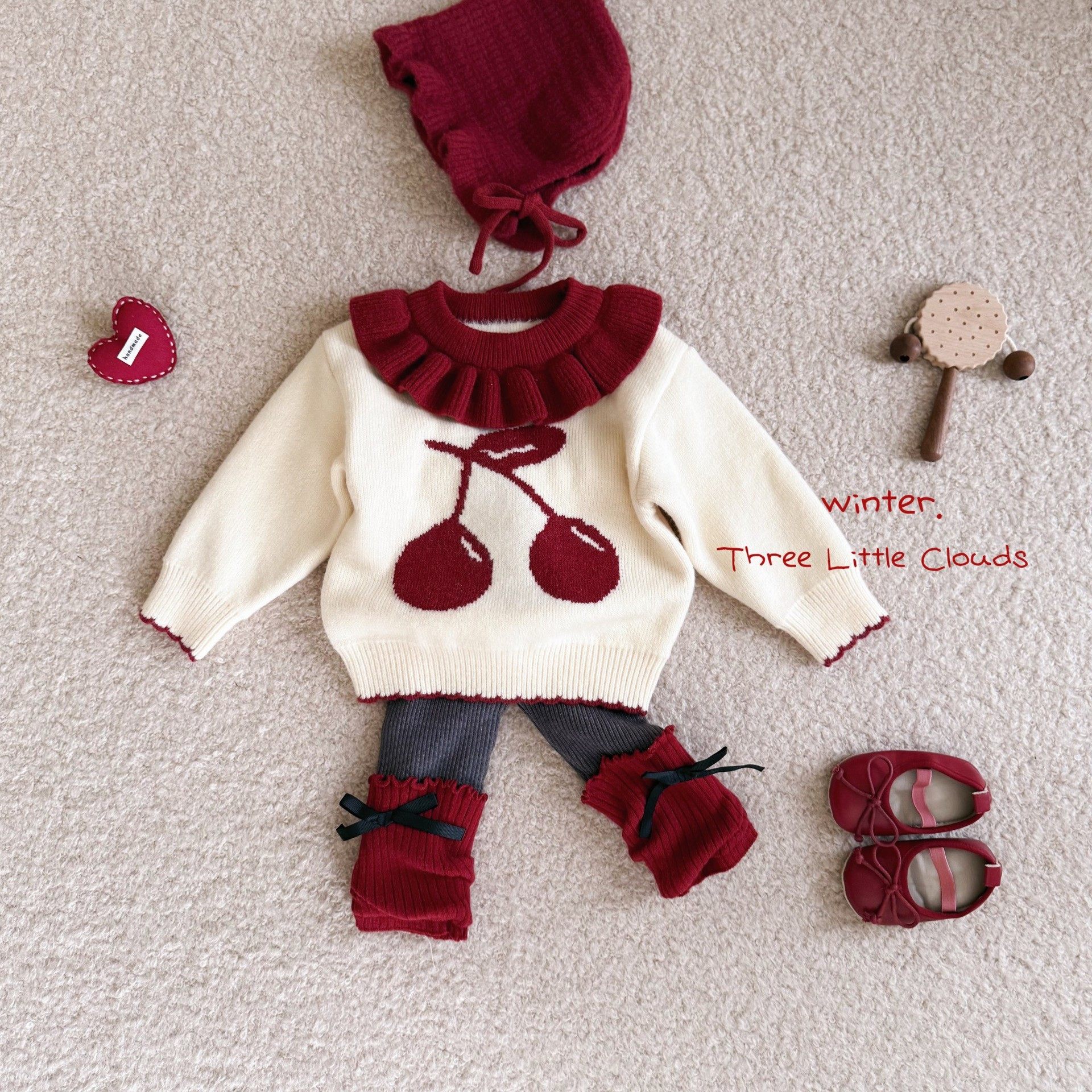 婴幼儿秋冬新款加绒樱桃毛衣加厚拼接裤子两件套装女童保暖针织衫,童装/婴儿装/亲子装,套装,淘宝优惠券,粉丝福利购,淘宝优惠卷