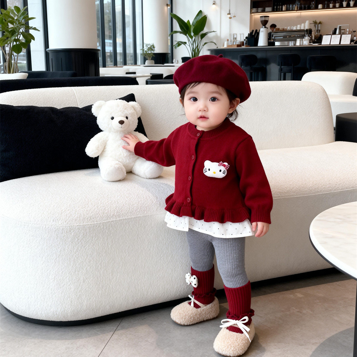女童春秋季针织套装新款韩版婴儿童新年拜年服宝宝针织开衫打底裤,童装/婴儿装/亲子装,套装,淘宝优惠券,粉丝福利购,淘宝优惠卷