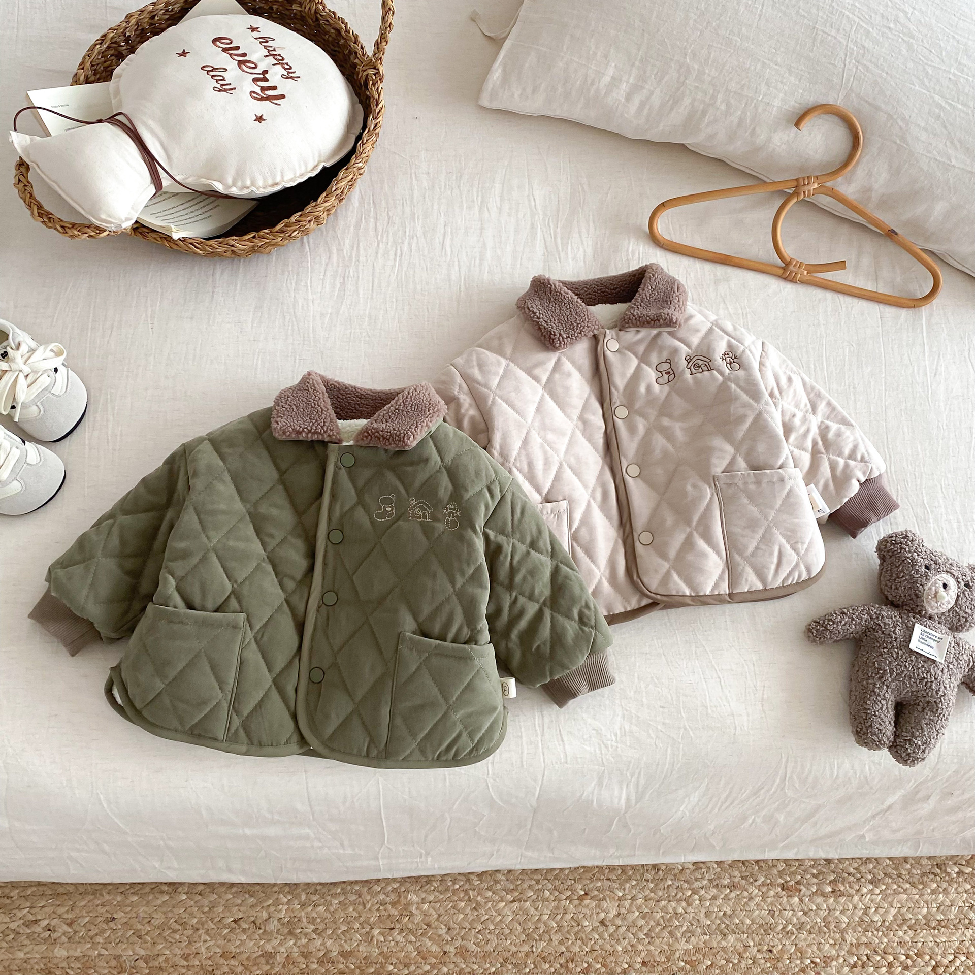 男童毛毛领棉服2025新款加绒外套