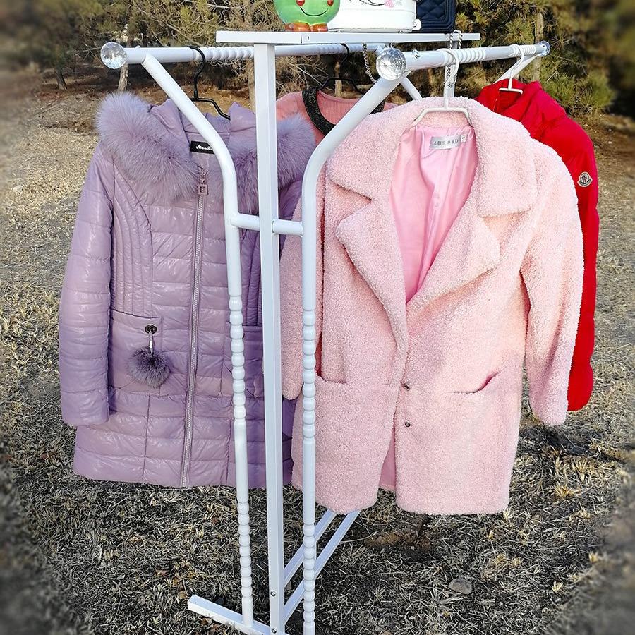 中岛架落地服装店展示架双排中间货架女装童装双杠衣服侧挂衣架