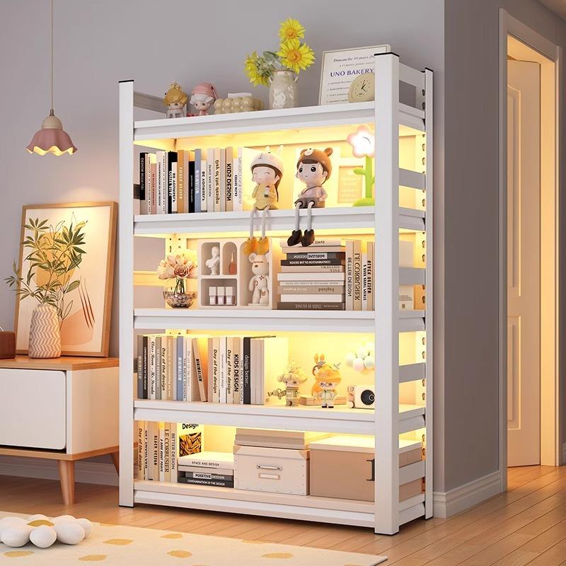 钢制置物架落地儿童家用书架多层书柜围栏收纳储物架角钢简易架子