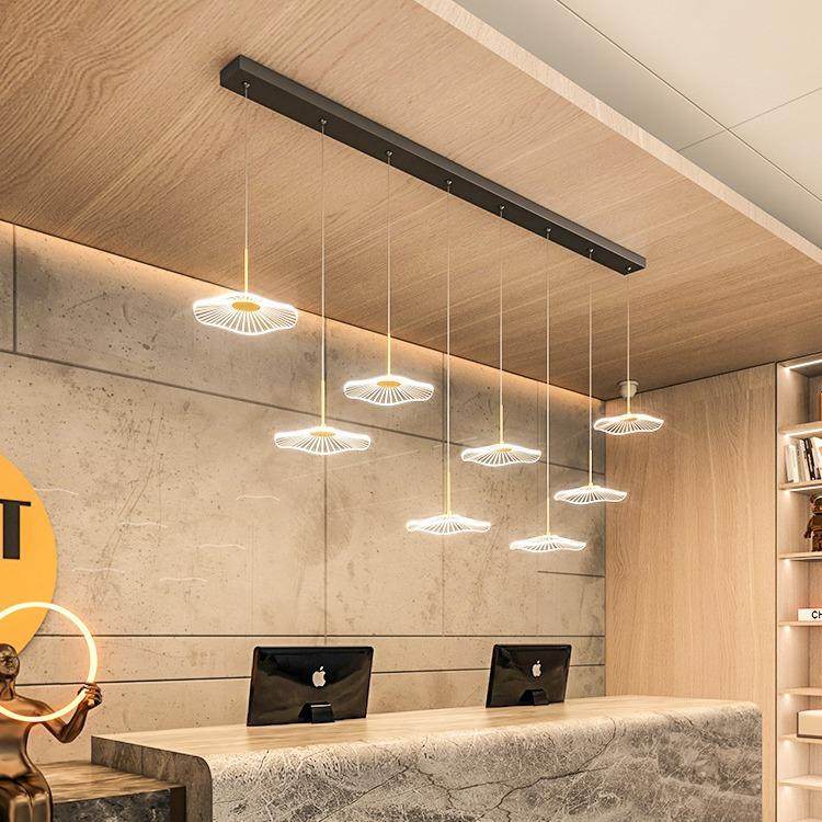 北欧餐厅吊灯创意艺术中式荷叶长条吧台公司前台禅意茶室装饰灯具