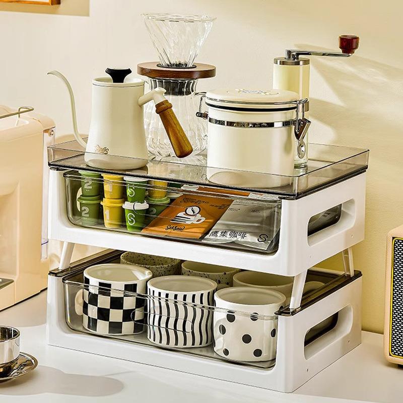 桌面胶囊咖啡收纳架办公室多功能水杯茶杯零食置物架子茶包收纳盒