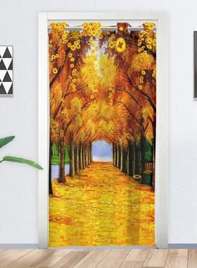 免打孔新门帘隔断窗遮挡风卧房室所厨厕化BQK妆室布帘子空调帘防