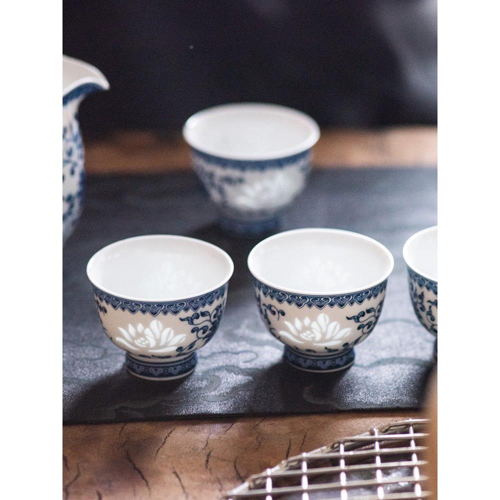 景镇德陶瓷茶壶茶杯套装国中青花MUD美瓷字杯茶具高档礼精盒