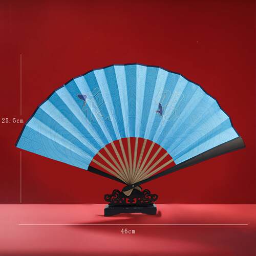 王wxj145星记扇风扇子江潮系列主题丝绸绢中国折扇州礼品工杭艺扇