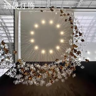 店大堂灯别墅客梯厅覆式酒楼旋转轻奢玻GTO璃吊灯售楼部会挑所空