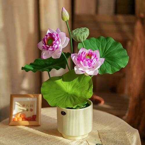 仿真花假花桌花LUP束室内荷摆件绿植盆栽客摆设餐厅茶几造景玄关