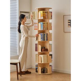 实书架360度旋转书落地立式书客厅家架木用图书馆书小泥猴架 实木