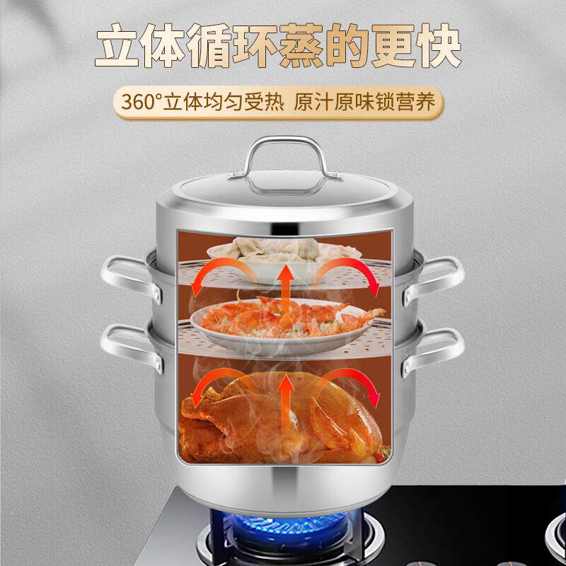 钢包邮国馒风04不锈蒸锅多3层家用大号三层蒸头笼屉电磁炉燃气用