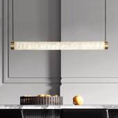 全铜云装 石餐厅灯现代简约轻奢一字长D6696条灯中岛吧台自风创吊