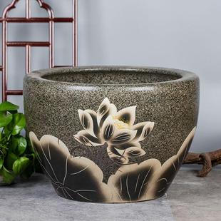 景德镇URV荷陶瓷鱼缸特大号客厅养鱼外缸盆户鱼缸睡莲花庭院老式