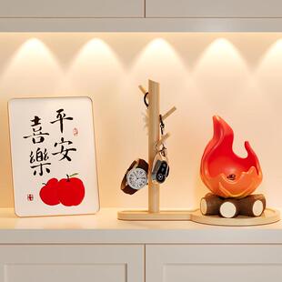 乔迁新居柴火件进门入户玄钥匙收盒置物架纳托 托盘装关摆饰轻奢5