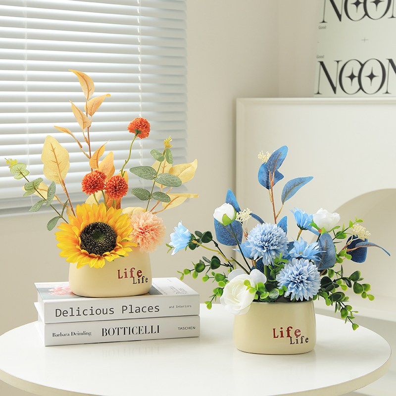 速发假花花盆栽客厅家居餐桌办公室装视柜茶桌玄关几面电饰品摆件